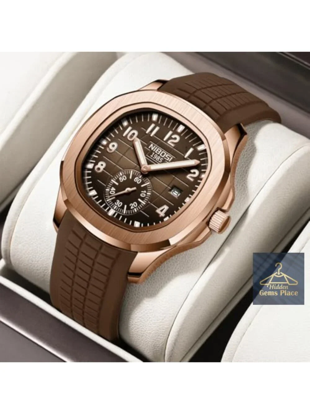 Classic Men's Analog Quartz Watch, Stainless Steel Case, Black Silicone Strap,